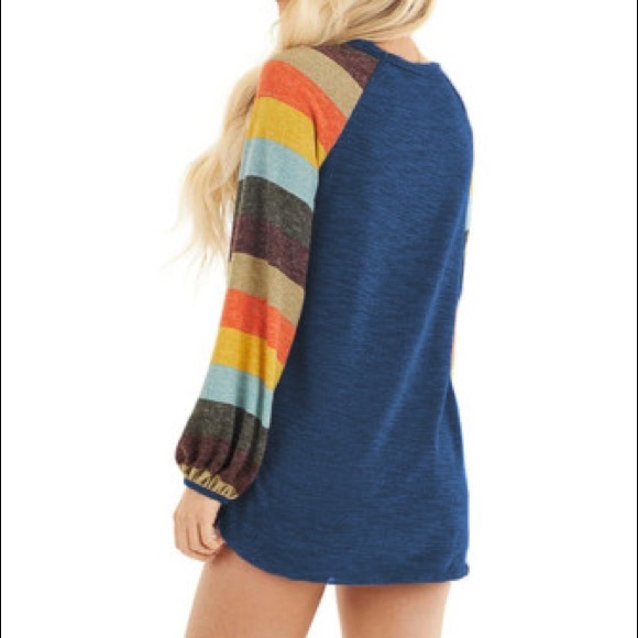 Multicolored balloon sleeves top - Picture 2 of 4